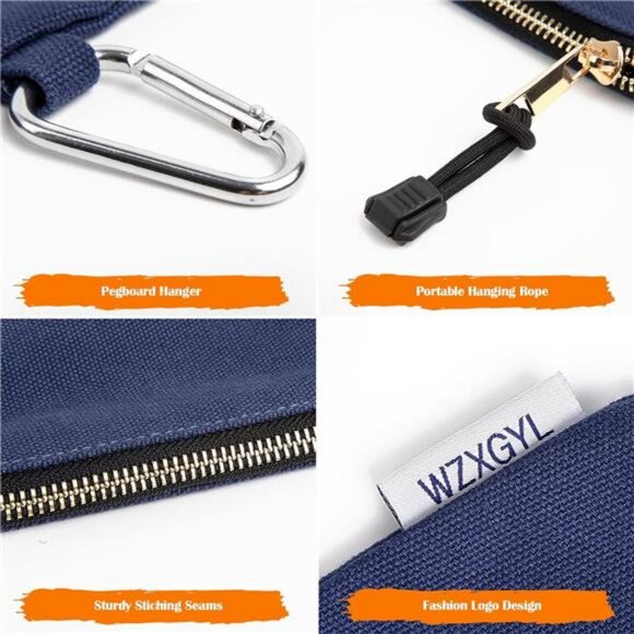 Canvas Tool Pouch Zipper Bags,16OZ(A) Utility Bags Heavy Duty Tools Pouch - Picture 6 of 8